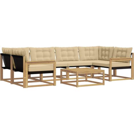 Outdoor-Sofagarnitur 7 pcs Weiß und Beige 79 x 79 x 37 cm vidaXL (1/5)