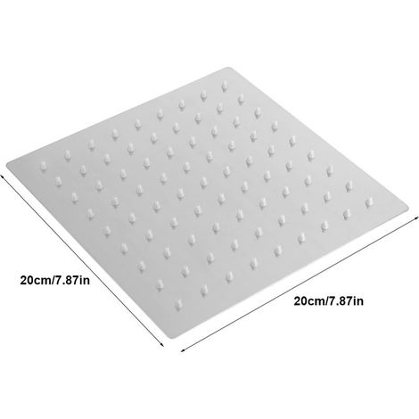 Soffione doccia in acciaio inox, accessorio quadrato per doccia, bagno e WC, 20 cm (8 pollici) (1/5)