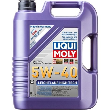 LIQUI MOLY OIL 5W40 5L LEICHTLAUF HIGH TECH A3/B4 / SN/CF / 502.00 505.00 / 229.5 / LL01 / A40 / RN0700 710
