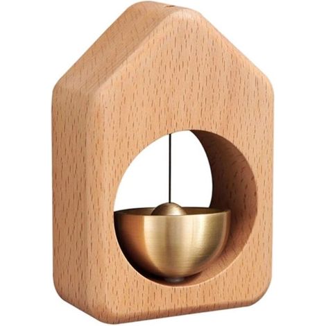 Campanello magnetico a ventosa, in legno massello, campanello per negoziante per aprire la porta, campanello magnetico, campanello per frigorifero, camera da letto, giardino (casa in legno di faggio) (1/4)