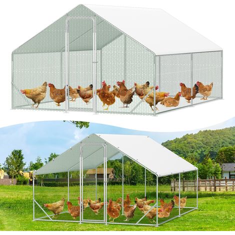 Jiubiaz Recinto para gallinero 3x4x2 m 12 m² - Malla para gallinas y conejos - Acero galvanizado resistente - Techo PE impermeable (1/5)