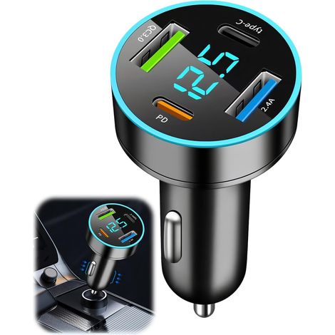 Chargeur Prise Allume Cigare USB Rapide 53W avec 4 Ports (PD (1/5)