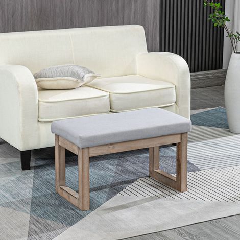 Banc rembourré 68x38x42 cm en polyester gris, gain de place pour salon et chambre FloraGrace (1/5)