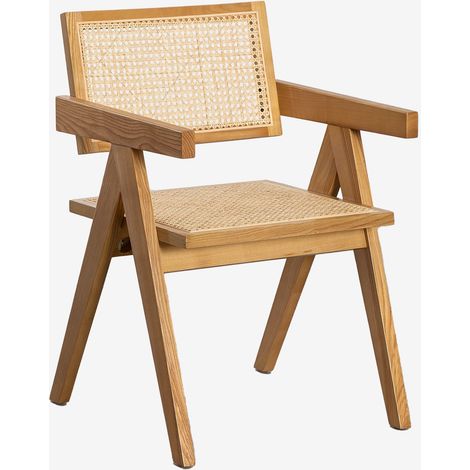SKLUM Esszimmerstuhl mit armlehnen aus eschenholz und rattan Lali              Braun Natur                      (1/5)