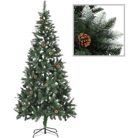 Albero di Natale Albero natalizio Albero festivo Artificiale Preilluminato con Pigne 210 cm (1/5)