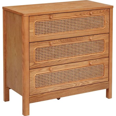 Commode meuble de rangement de 3 tiroirs en rotin - Longueur 90 x Profondeur 45 x Hauteur 85 cm (1/5)