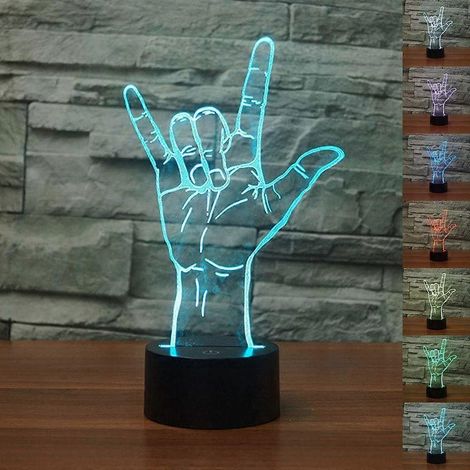 Acryl-LED-Nachtlicht mit USB-Anschluss, 3D-optischer Illusion „Ich liebe dich“, Berührungsschalter und 7 wechselnden Farben. (1/5)