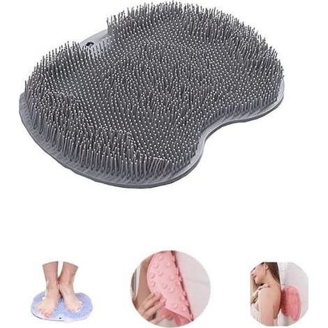 SABIR-Brosse de massage des pieds en silicone (rose, gris, bleu), tapis de bain antidérapant, tapis de bain pour soulager les douleurs aux pieds, gris (1/4)