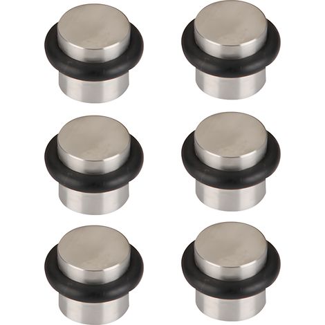 6 topes puerta cilíndricos acero inoxidable níquel satinado 19mm