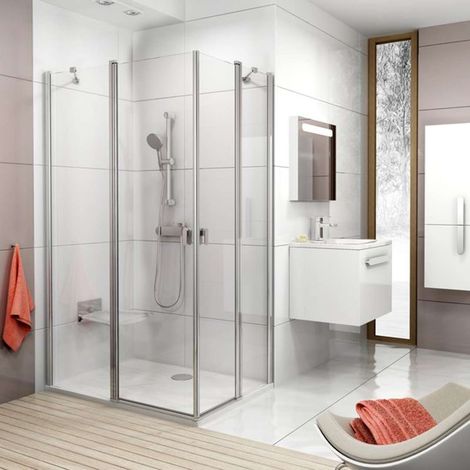 Ravak Chrome - Duschtür CRV2-80, 78-80 cm, Aluminium glänzend/Klarglas 1QV40C00Z1
