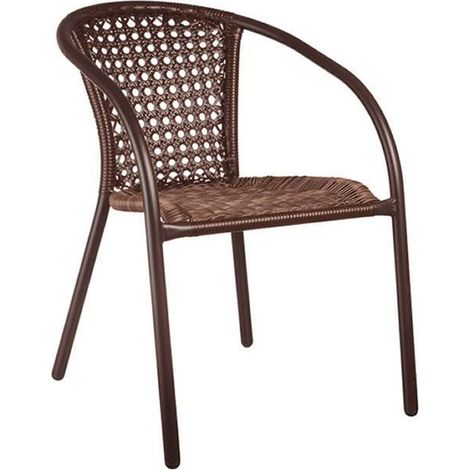 DL sillon aluminio ratan marron 30b , Sillón aluminio imatación mimbre marrón 30BFabricado en fibra imitación mimbre y aluminio aptos para exterioresApilableFácil limpi (1/6)