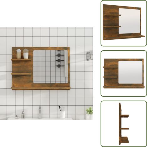 Badspiegel Räuchereiche 60x10,5x45 cm Holzwerkstoff - Badspiegel - Holzwerkstoff - Spiegelschrank - Badezimmermöbel - Waschtisch