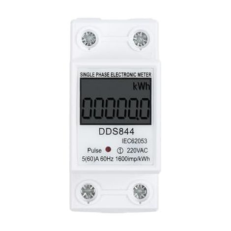 Digitaler Einphasen-Energiezähler mit LCD-Anzeige, 220 V 60 A, kWh-Stundenzähler für DIN-Schienenmontage, flammhemmendes Material, Speicherfunktion bei Stromausfall, Modell DDS1108 (1/5)