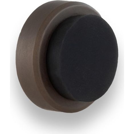 Butée de porte adhésive Installation murale/poignée 24 x 14 mm Taille discrète Laiton finition rustique Comprend vis + cheville de serrage I-205/24-RU (1/5)