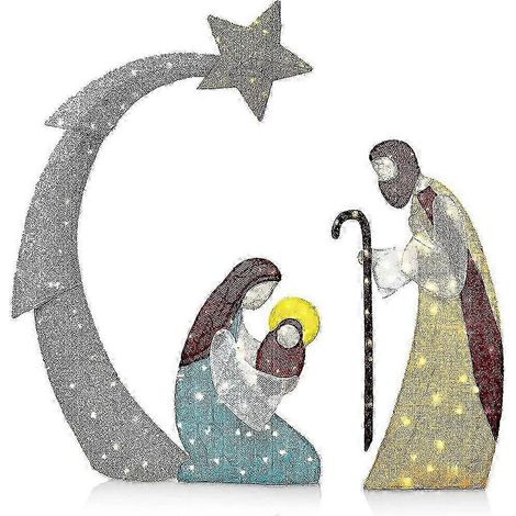 Crèche lumineuse LED représentant la naissance de Jésus, avec piquets, pour jardin ou extérieur, décoration de Noël (EPA02) zCOLOR:C