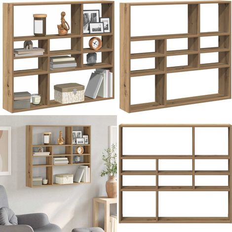 vidaXL Wandregal Artisan-Eiche 90x16x78 cm Holzwerkstoff (1/5)