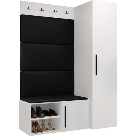 Conjunto para recibidor Nitos II, Soft 011, 191x124x50cm, Cuero ecológico, Aglomerado laminado, Montada en la pared, Colocada
