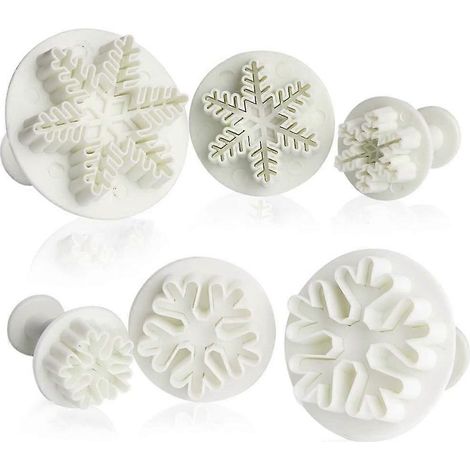 Ensemble de 6 emporte-pièces flocons de neige pour fondant, blancs (1/5)
