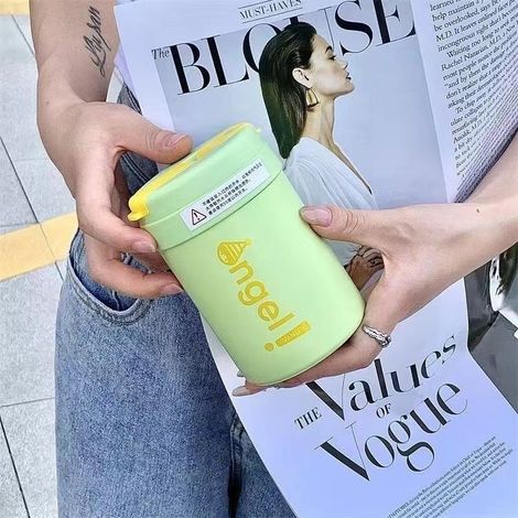 Mug isotherme portable avec paille, en acier inoxydable, idéal pour le bureau ou le quotidien, 420 ml (vert)