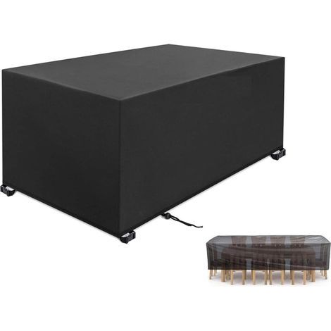 Housse de protection pour mobilier de jardin 152 x 104 x 74 cm, noire, tissu Oxford 420D très résistant, coupe-vent, anti-neige, anti-UV, résistante aux déchirures. (1/4)
