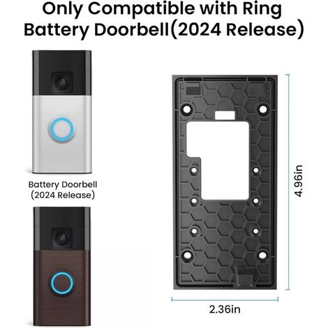 Support de sonnette vidéo adhésif sans perçage compatible avec la sonnette Ring Battery Doorbell (version 2024), accessoires de montage de porte pour appartements, bureaux et maisons (lot de 1)