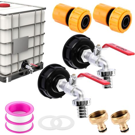 Adaptateur de Réservoir IBC 3/4", S60x6 Robinet Cuve 1000L, Lot de 2  Raccord IBC Pratique, Robinet Cuve pour Eau de Pluie, Montage Simple, Connexion Etanche (1/5)