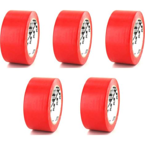 Lot de 5 rubans adhésifs vinyle 3M - Rouge - 50mm - 764R-50