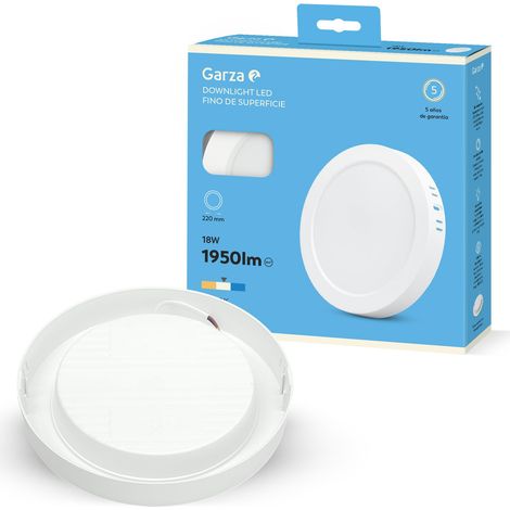 Plafonnier LED, montage en saillie, circulaire, 22 cm, 18 W, lumière neutre 4000 K, 1950 lm, 30 000 h, IP20, blanc, économie d'énergie 80%
