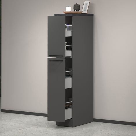 Dmora – Garde-manger Dcasiragh – Armoire de rangement 30x60x165 cm – 2 tiroirs – Finition anthracite et ardoise – 100% Made in Italy - 30x60h165