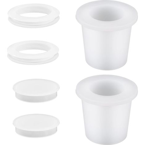 CCYKXALot de 2 Anneaux et 2 Housses pour Parasol de Terrasse, Cônes Parasol Robustes en Silicone pour 5-6,35cm Tables Billard Jardin Plage et Jardin (Blanc) (1/5)