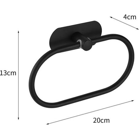 Toallero ovalado autoadhesivo de acero inoxidable, soporte para toallas de pared, accesorios de baño, 2 kg (negro) (1/3)
