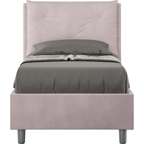 Letto singolo senza rete imbottito 80x190 microfibra glicine Appia (1/4)