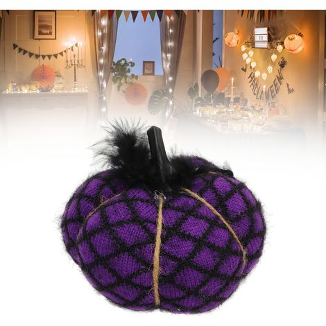 Halloween-Kürbisdekoration, Partydekoration, handgestrickter Schmuck, Kürbis-Accessoire aus Wolle, lila. (1/5)
