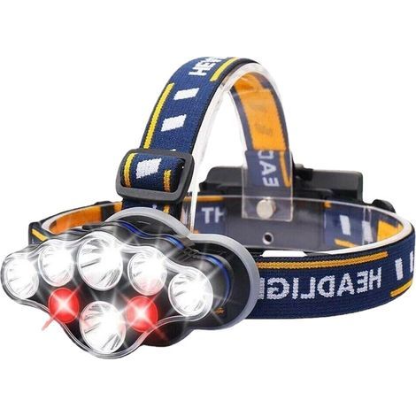 Rechargeable LED Headlamp, Ultra Powerful 8 LED 18000 Lumen Headlamp, Waterproof and Lightweight Torch, Perfect for Camping, Fishing, Caving, Jogging and Hiking [Energy Class]