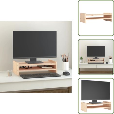 Supporto per monitor - vidaXL Supporto per Monitor 50x27x15 cm in Legno Massello di Pino - Supporto per computer
