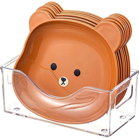 8 Pièces Assiette à Sauce Style Ours Cartoon Mignonne Couleurs Vives Lisse pour Dîner Fête Café avec Support (1/5)