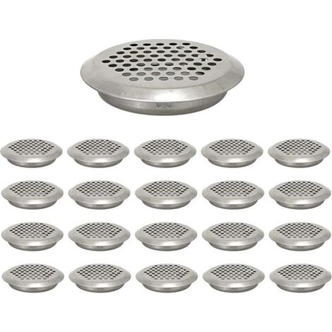 Lot de 20 grilles d'aération circulaires en acier inoxydable pour armoire, salle de bain, bureau, cuisine - 35 mm (1/5)