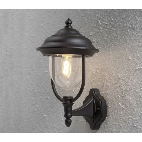 LED Außenwandleuchte, Landhaus Laterne stehend Höhe 43cm, Schwarz (1/3)