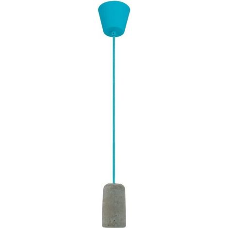 Portalámparas colgante 230V IP20 Ø5x150cm fabricado en metal y textil color cemento y azul (1/4)