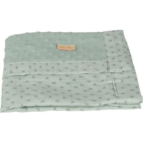 ROBA Couverture Bébé Bio Lil Planet 80x80 cm Certifié GOTS - Motif Pois - Vert (1/5)