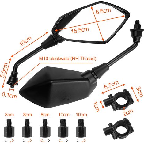 1 Pair Motorcycle Bar End Mirrors, Universal Adjustable 360° Motorcycle Side Mirrors with M8 and M10 Bolts, Motorcycle Mirror Compatible with Scooter, Moped, ATV, Bicycle (1/5)