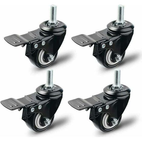 Roulette Pivotante avec Frein 50 mm, Set 4 Roulettes pour Meubles, Roulettes Pivotantes Roues, Charge Maximale 200KG Noir (Noir) (1/4)