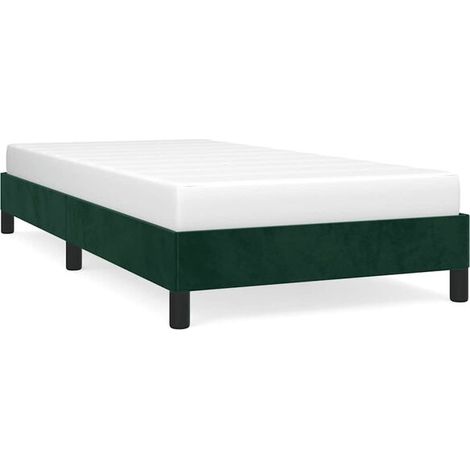 Cadre de lit en velours vert foncé (80x200 cm), matelas non inclus. (1/5)