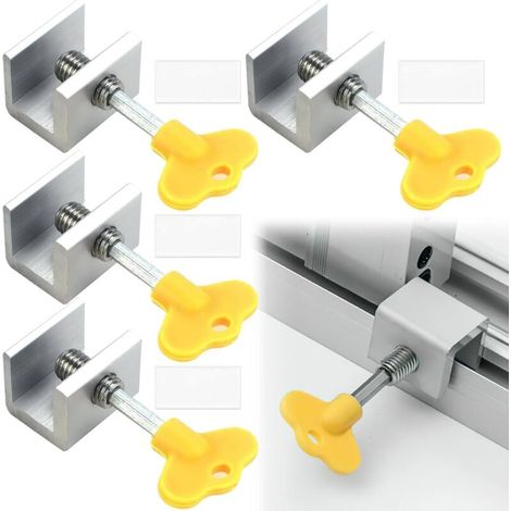 4-teiliges Set Schiebefensterverriegelungen, Schiebefensterverriegelung, Schiebetürstopper, verstellbare Fensterverriegelung – verstärkte Aluminiumlegierung für mehr Sicherheit Ihrer Fenster