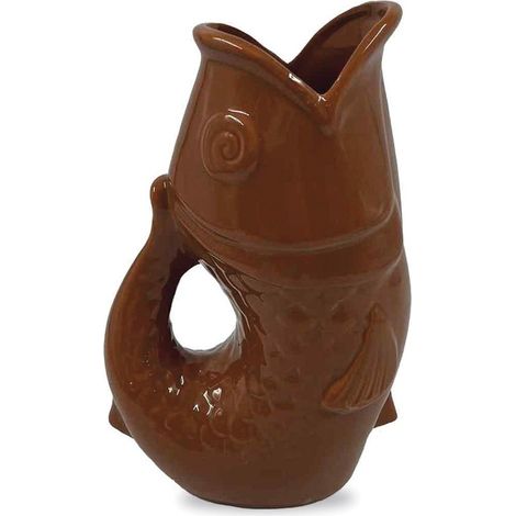 Pichet ou vase poisson Marron brillant (1/4)