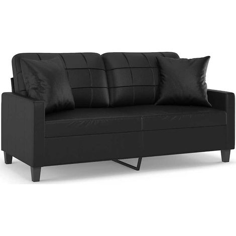 Maison Exclusive - Canapé 2 places avec oreillers décoratifs noir 140cm similicuir
