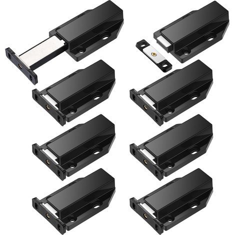 Ensemble de 8 PCS magnétiques Push. Heavy Duty Push Door cabinet hardware. adapté pour les grandes serrures de tiroir de cuisine d'armoire. noir (1/5)