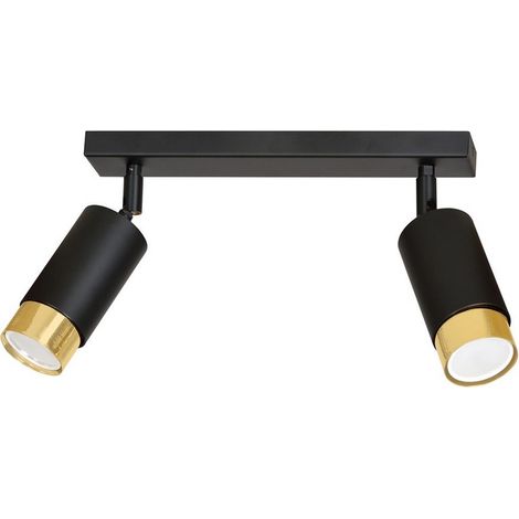Lampada a Soffitto Hiro, Acciaio verniciato a polvere, Nero, Oro, 30x19x6 cm (1/5)