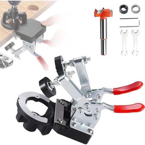35 mm Pince Double Gabarit de Percage Charniere, Caché Alliage d'aluminium Guide de Percage Bois, Ajustable Gabarit de Charniere, Gabarit de Perçage pour le Travail du Bois (1/5)