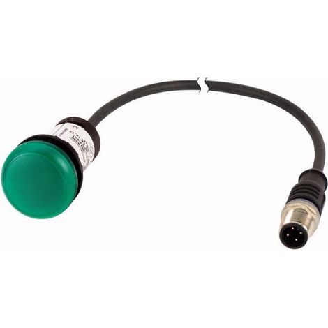 Voyant lumineux RMQ Compact vert plat 0o/0f M12A-male câble noir 0 2 m. EATON C22-L-G-24-P1